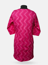 Women's 3/4 Length Sleeve Floral Printed Magenta Front Open Adaptive Kurti