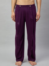 Front view of HAXOR Men's Purple Adaptive Tearaway Trousers featuring full-length side tearaway design.