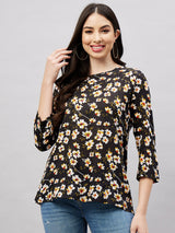 Length Sleeve Printed Adaptive Top for Women