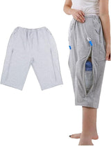 Catheter Leg Bag Capri Shorts for Men & Women | Discreet Urine Bag Holder with Double Zipper Pockets | Holds 2000ml Catheter, Urostomy, Colostomy & Drainage Bags | Adaptive Medical Wear