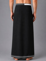 HAXOR Readymade Black Velcro Dhoti Showing Adjustable Velcro Closure for Easy Wear