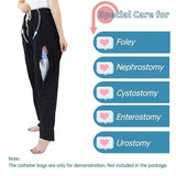 Catheter Leg Bag Pants for Men & Women | Double Zipper Pockets for 2000ml Urine Drainage Bags | Adaptive Medical Wear for Seniors & Patients