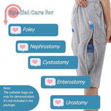 Catheter Leg Bag Capri Shorts for Men & Women | Discreet Urine Bag Holder with Double Zipper Pockets | Holds 2000ml Catheter, Urostomy, Colostomy & Drainage Bags | Adaptive Medical Wear