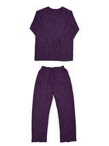 HAXOR Post Surgery Recovery Velcro Open Tearaway Full Sleeve Purple Premium Cotton T-Shirt and Trouser Set for Quick Access for Post-Op Care