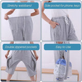 Catheter Leg Bag Capri Shorts for Men & Women | Discreet Urine Bag Holder with Double Zipper Pockets | Holds 2000ml Catheter, Urostomy, Colostomy & Drainage Bags | Adaptive Medical Wear