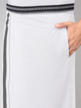 HAXOR White Cotton Dhoti - side pocket detail