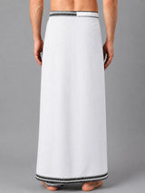 HAXOR Men's White Cotton Velcro Dhoti - back view