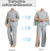 Haxor Bedridden Patient Clothing, Hook and Loop Tear Away Cotton Patient Gowns for Post Surgery Dialysis Elderly Home Care Comfortable Hospital Gowns for Men & Women