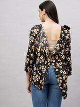 Long sleeve open back top