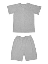 HAXOR Post Surgery Recovery Velcro Open Tearaway Half Sleeve Grey Premium Cotton T-Shirt and Shorts Set for Quick Access for Post-Op Care