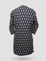 Women's 3/4 Length Sleeve Floral Printed Black Adaptive Kurti