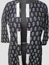 Women's 3/4 Length Sleeve Floral Printed Black Adaptive Kurti