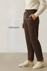 Haxor Women’s Ribbed Fleece-Lined Winter Joggers | Ultra-Soft Stretch | Dual-Drawstring | Premium Warm Pants (Dark Brown)