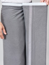 Haxor Readymade Adjustable Velcro dhoti Kerala Thalapathi Border With Pocket Grey