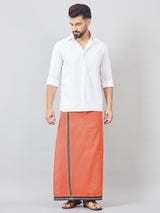 Haxor Readymade Adjustable Velcro dhoti Kerala Thalapathi Border With Pocket Orange Color