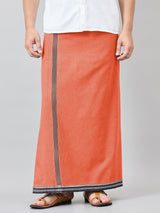 Haxor Readymade Adjustable Velcro dhoti Kerala Thalapathi Border With Pocket Orange Color