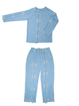 HAXOR Post Surgery Recovery Velcro Open Tearaway Full Sleeve Sky Premium Cotton T-Shirt and Trouser Set for Quick Access for Post-Op Care