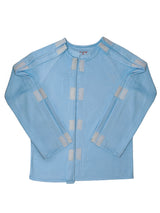 HAXOR Post Surgery Recovery Velcro Open Tearaway Full Sleeve Sky Premium Cotton T-Shirt for Quick Access for Post-Op Care