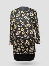 Women's 3/4 Length Sleeve Floral Printed Navy Adaptive Kurti