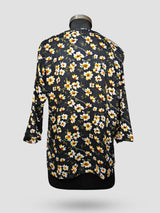 Women's 3/4 Length Sleeve Floral Printed Navy Adaptive Kurti