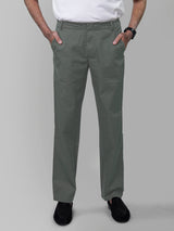 Velcro Fly & Velcro Closure Elastic Waist With Front Loop Green Pant