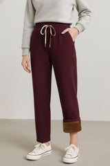 Haxor Women’s Ribbed Fleece-Lined Winter Joggers | Ultra-Soft Stretch | Dual-Drawstring | Premium Warm Pants (Navy)