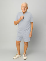 Haxor Men Grey Adaptive Viscose Henley Neck Half Sleeve T-shirt and Short Set