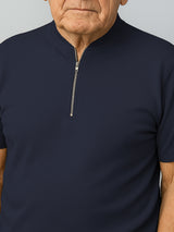 Haxor Men Navy Blue Adaptive Viscose Henley Neck Half Sleeve T-shirt and Short Set