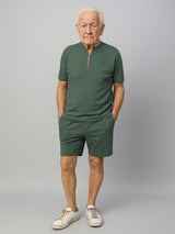 Haxor Men Green Adaptive Viscose Henley Neck Half Sleeve T-shirt and Short Set