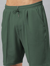 Haxor Men Green Adaptive Viscose Henley Neck Half Sleeve T-shirt and Short Set