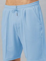 Haxor Men Light Blue Adaptive Viscose Henley Neck Half Sleeve T-shirt and Short Set