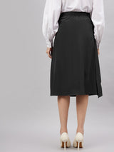 Women Solid Wrap Skirts Black Color - Adaptive Arthritis Wrap Around Skirt With Adjustable Closure