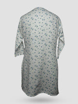 Women's 3/4 Length Sleeve Floral Printed White Adaptive White Kurti