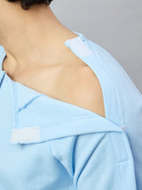 Close-up of Adaptive Shoulder Velcro Opening on HAXOR Men's Post Surgery Recovery T-Shirt for Easy Medical Access
