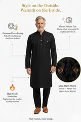 Premium Thermal Pathani Kurta & Pajama Set With Soft Fleece Lining