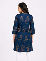 HAXOR Women's Teal Blue Floral Adaptive Kurti – Back View