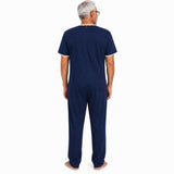 Back View of HAXOR Men's Dementia & Alzheimer's Jumpsuit in Navy Blue