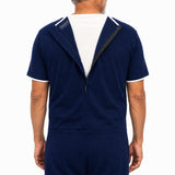 Full Back Zip for Easy Caregiver Dressing on HAXOR Men's Navy Blue Jumpsuit