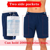 HAXOR Men's Blue Catheter Drainage Bag Shorts with Dual Side Pockets