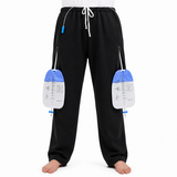 HAXOR Black Catheter Leg Bag Pants for Men & Women with Hidden Dual Zip Pockets Holding 2000ml Urine Drainage Bags - Front View