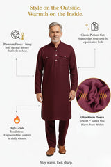 Premium Thermal Pathani Kurta & Pajama Set With Soft Fleece Lining