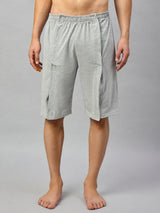 HAXOR Men's Post Surgery Recovery Velcro Shorts Front Open View with Side Tearaway Design in Grey Premium Cotton