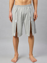 HAXOR Men's Adaptive Post Surgery Recovery Velcro Shorts Front View in Grey Premium Cotton
