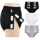 HAXOR Women's Post Surgery Adaptive Velcro Underwear Pack of 3 with Black, White and  Grey Side Opening Cotton Underwear