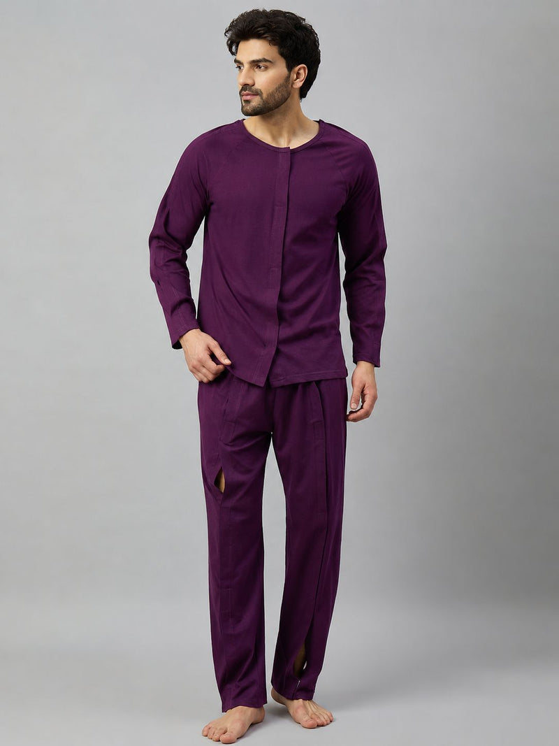 HAXOR Men's Post Surgery Recovery Velcro T-Shirt & Trouser Set