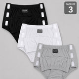 HAXOR Women's Post Surgery Adaptive Velcro Underwear Pack of 3 in Black White and  Grey Cotton