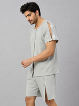 HAXOR Men's Premium Cotton Recovery Wear Side View with Shoulder and Side Velcro Access