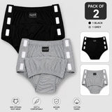 HAXOR Pack of 2 Women's Adaptive Velcro Underwear in Black and Grey with Side Opening Design