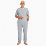 HAXOR Men's Dementia & Alzheimer's Jumpsuit in Grey with Front Urination Zip