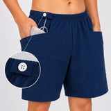 HAXOR Men's Blue Catheter Drainage Bag Shorts with Secure Urine Bag Pocket and Button Tube Fixation